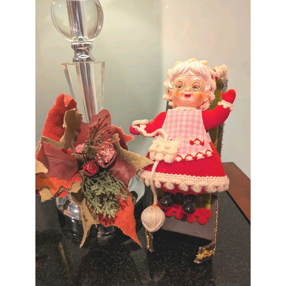 Vintage Mrs. Claus Christmas Figurine in Rocking Chair – Made in Japan 1950s MCM